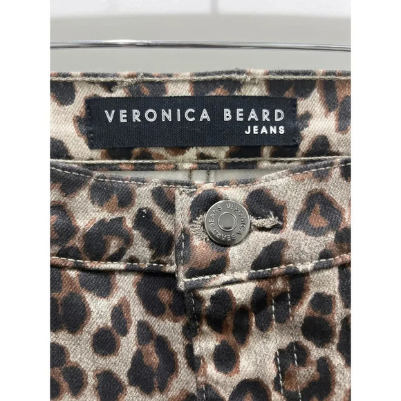 Veronica Beard Coated Leopard Animal Print Brooke Skinny Mid Rise Jeans Sz 27 - Picture 3 of 7
